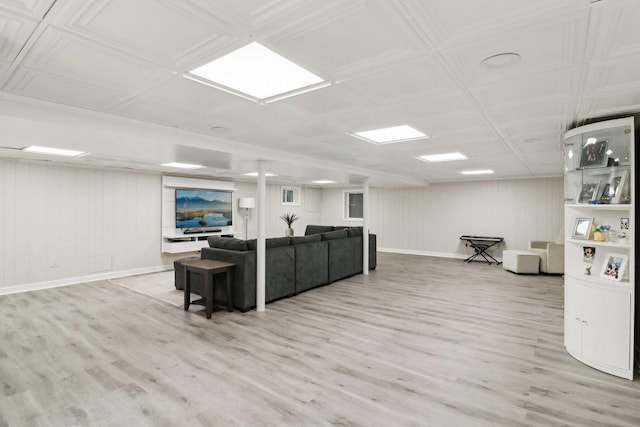 living room with light hardwood / wood-style flooring