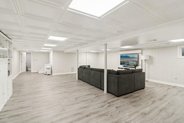 living room with light hardwood / wood-style flooring