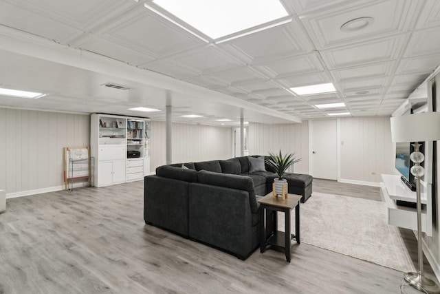 living room with hardwood / wood-style flooring