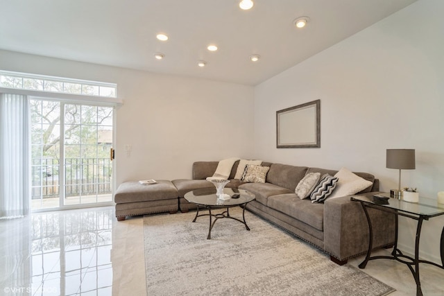 view of tiled living room