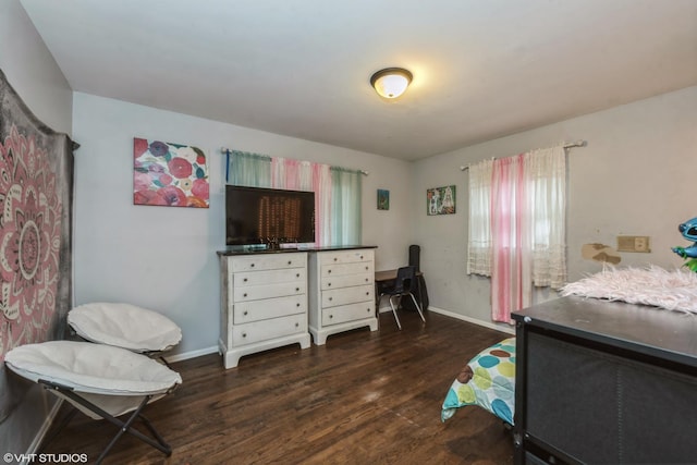 bedroom featuring dark hardwood / wood-style flooring