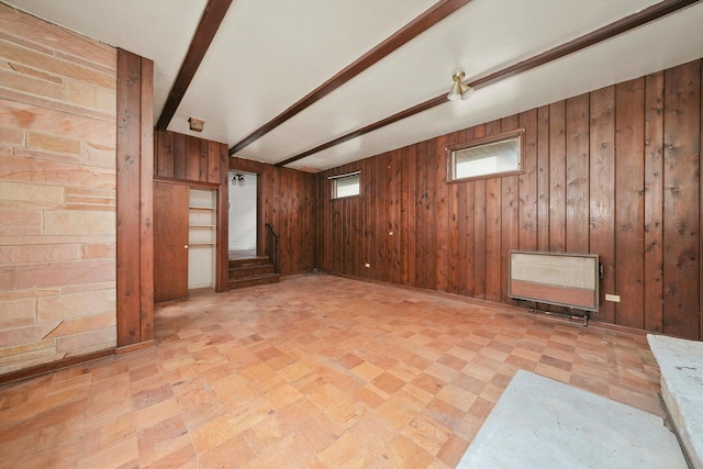 interior space with wooden walls