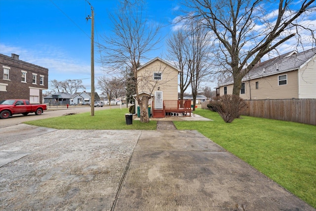 view of yard with a wooden deck