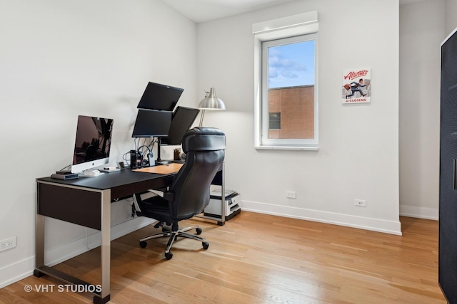 office space featuring hardwood / wood-style flooring