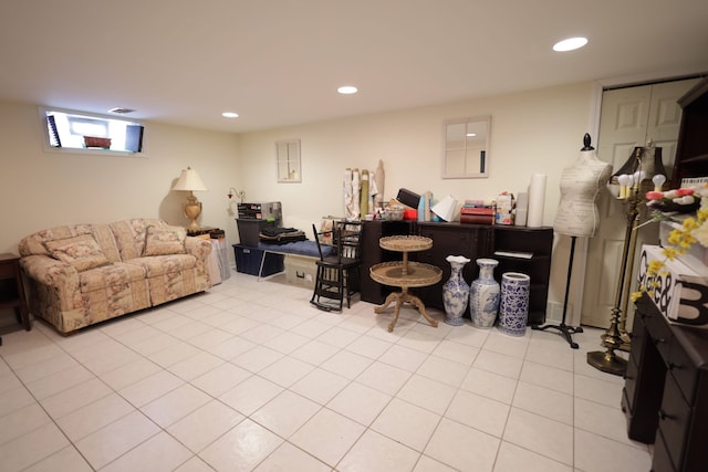 interior space with light tile patterned flooring