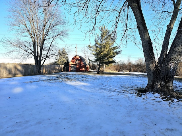 view of yard covered in snow