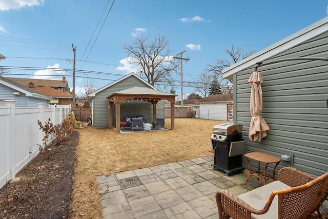 view of patio with a gazebo and grilling area