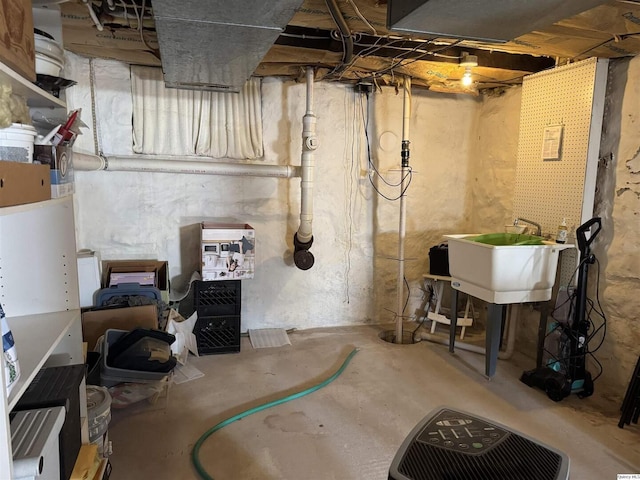 basement featuring sink