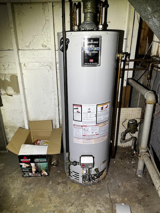 utility room with gas water heater