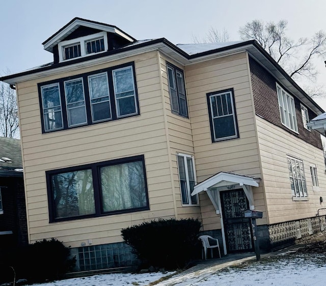 view of snowy exterior