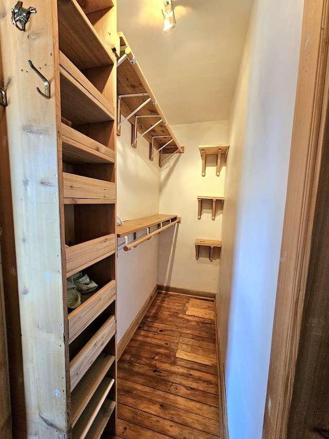 walk in closet featuring dark hardwood / wood-style floors