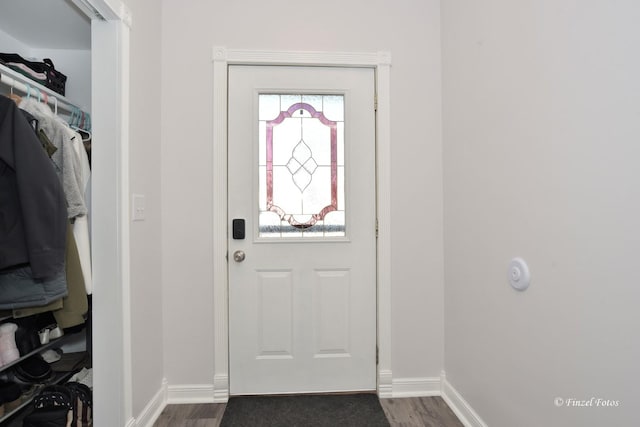 foyer entrance with dark wood-type flooring