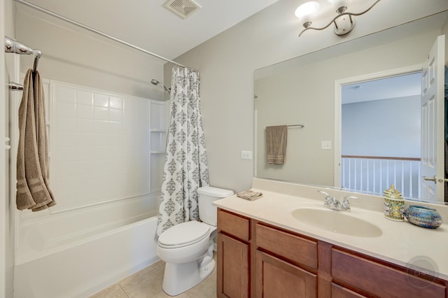 3460 Bradbury Cir, Aurora, IL 60504 - bathroom featuring toilet, tile patterned floors, vanity, and shower / tub combo