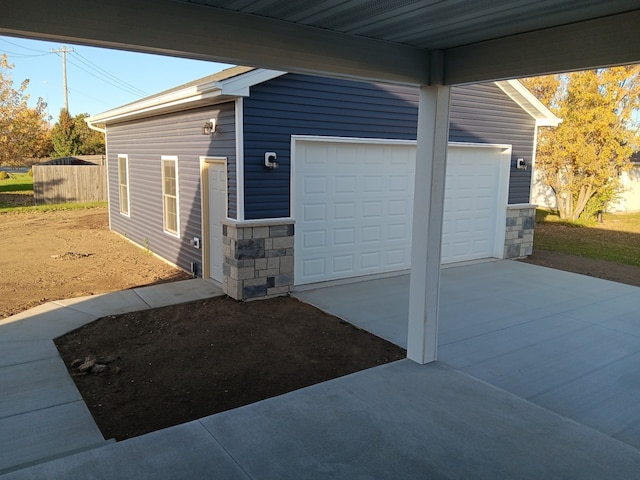 view of garage