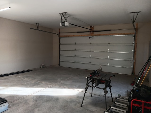 garage with a garage door opener