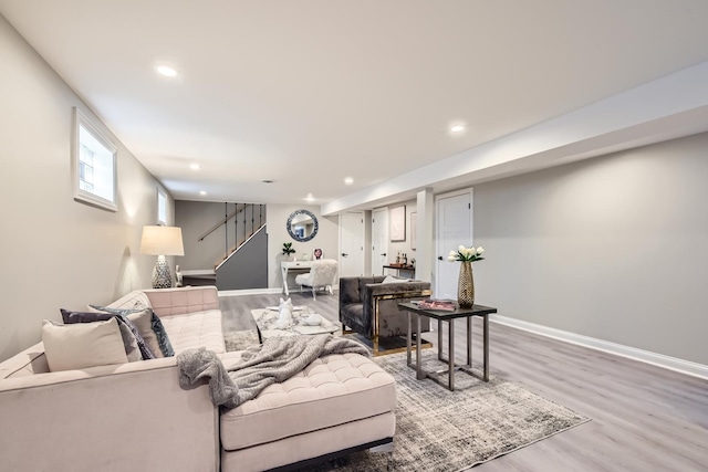 living room with hardwood / wood-style floors