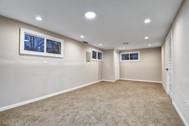 basement featuring carpet