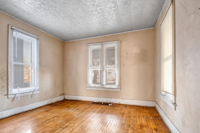 spare room featuring a healthy amount of sunlight and light hardwood / wood-style flooring