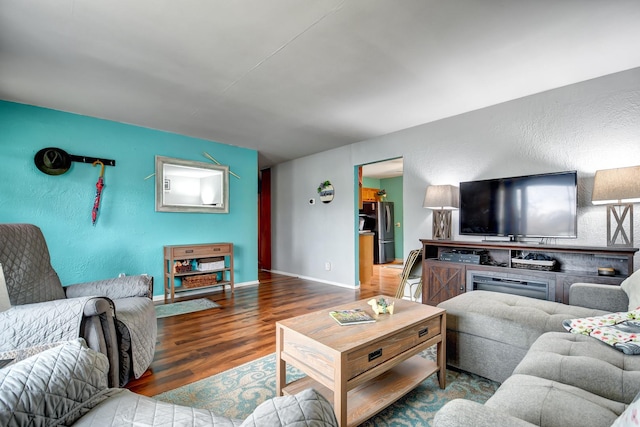 living room with hardwood / wood-style floors