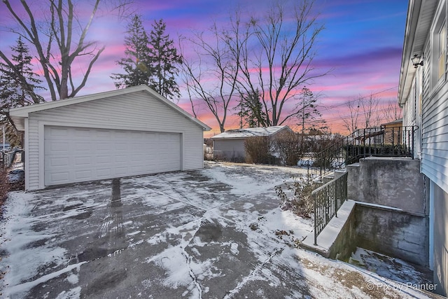 view of snow covered garage