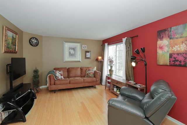 living room featuring light hardwood / wood-style flooring