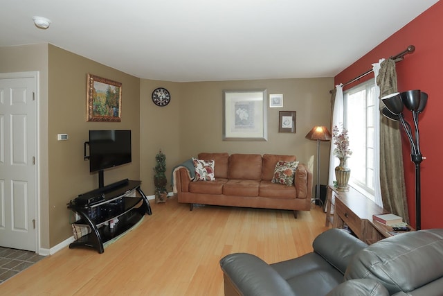 living room with wood-type flooring