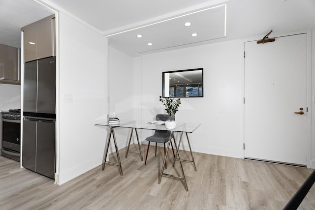 interior space with light hardwood / wood-style floors