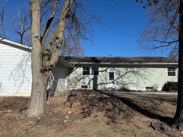 exterior space with a garage