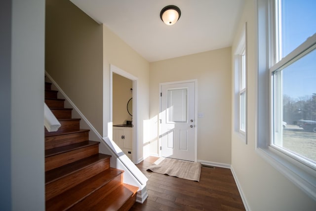 interior space featuring dark wood-type flooring