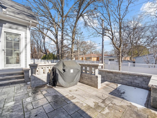 view of patio / terrace featuring a grill