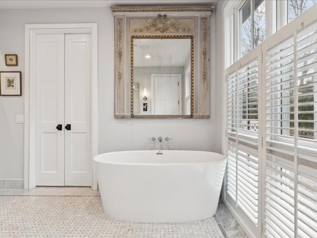 full bathroom featuring a freestanding tub