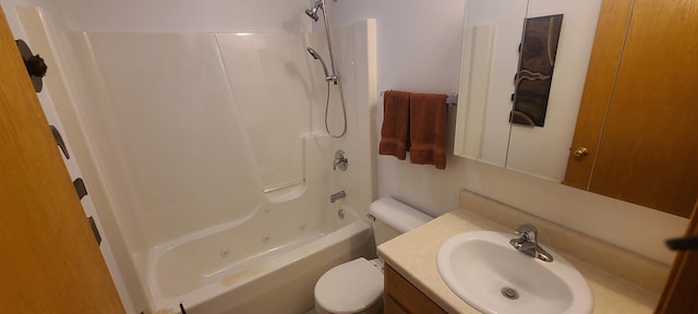 full bathroom with vanity, toilet, and shower / bath combination