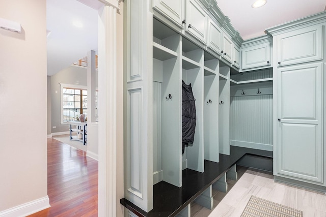 mudroom featuring light hardwood / wood-style floors