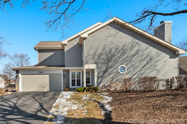 exterior space with a garage