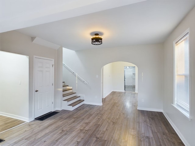 interior space with light hardwood / wood-style flooring