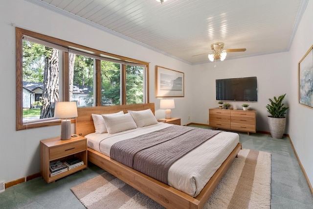 665 S Circle Ave, Port Barrington, IL 60010 - bedroom featuring light colored carpet, crown molding, and ceiling fan