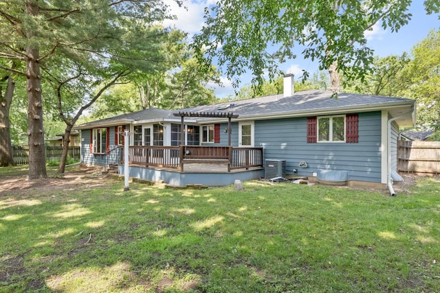 665 S Circle Ave, Port Barrington, IL 60010 - back of property featuring a pergola, a deck, and a chimney
