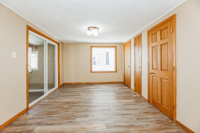 interior space with light hardwood / wood-style flooring