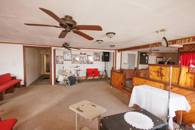 interior space featuring carpet