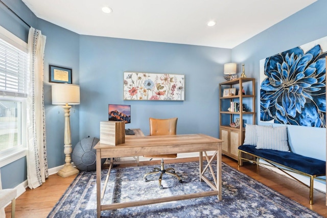 office area featuring hardwood / wood-style floors