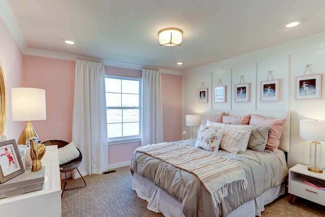 bedroom featuring crown molding