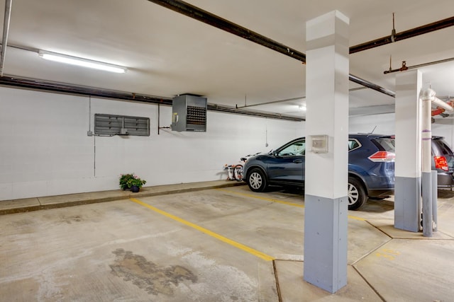 parking deck with a heating unit