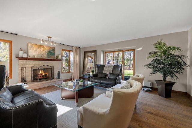 living room with hardwood / wood-style floors