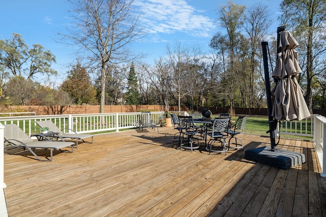 deck with a lawn