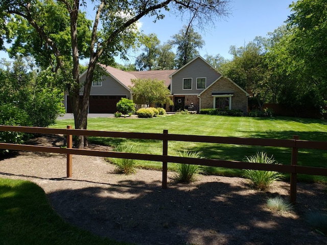 exterior space with a garage