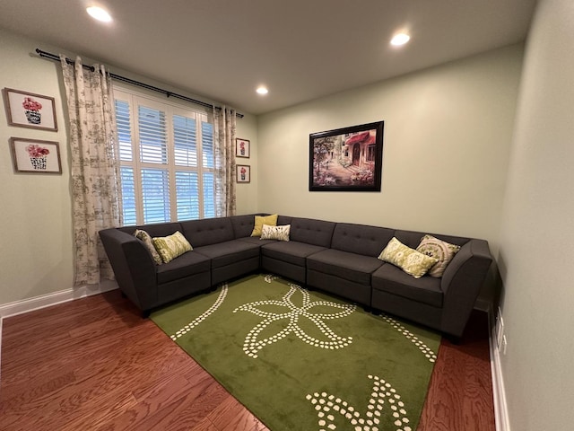 living room with hardwood / wood-style flooring