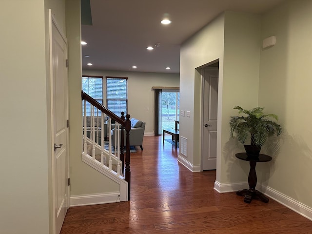 hall featuring dark hardwood / wood-style floors