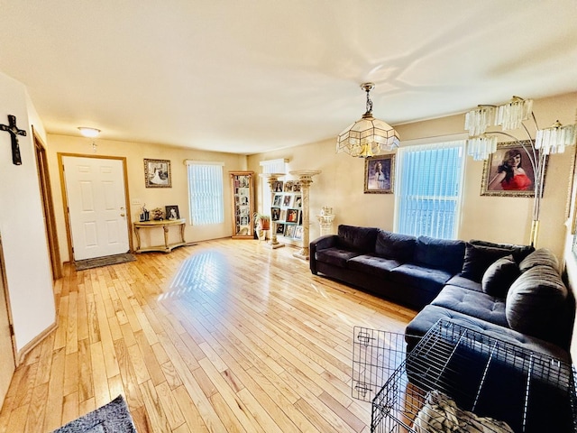 living room with hardwood / wood-style floors