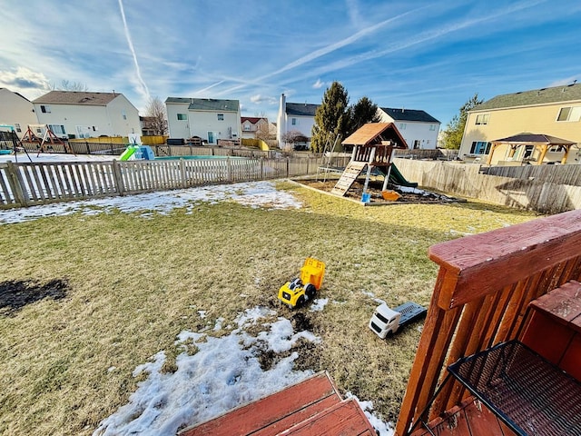 view of yard featuring a playground