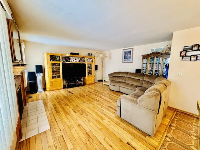 living room featuring light hardwood / wood-style flooring